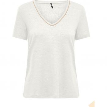 Only ONLDORIT Women's V-Neck Shine T-Shirt in White