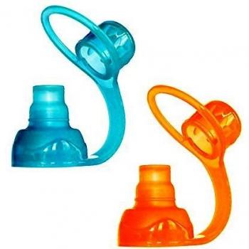 |ChooMee Sipn Food Pouch Toppers || 2 CT || Orange Aqua || Prevent spills and Protect childs mouth while Promoting feeding independence|