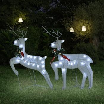 Renos de Navidad vidaXL 2 unidades con 40 LED blancos