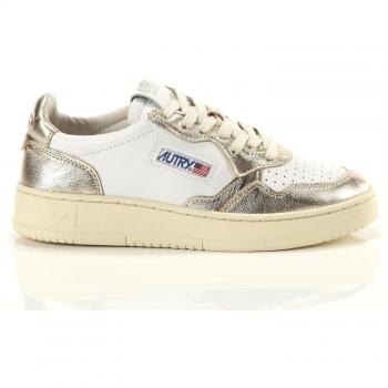 Autry Women's Low Leather Sneakers - White and Gold, Size 6 US