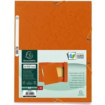 Carpeta con solapa y goma + etiqueta de cartulina de 400 gramos en color naranja.