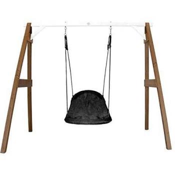 Columpio Nido Roxy con Estructura de Madera FSC Marrón y Blanco - 160x254x207 cm para Jardín