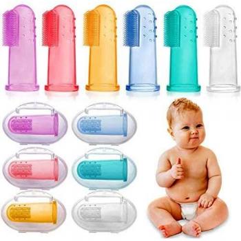 HBselect 6 Piezas Multicolor Cepillo Dientes Bebe Silicona Con Caja Cepillo Dedo Bebe Para 0-24 Meses