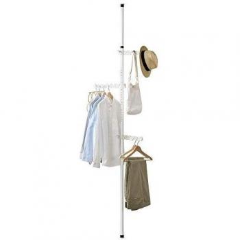 Perchero telescópico ajustable de metal/plástico blanco 110 - 305 x 30 cm