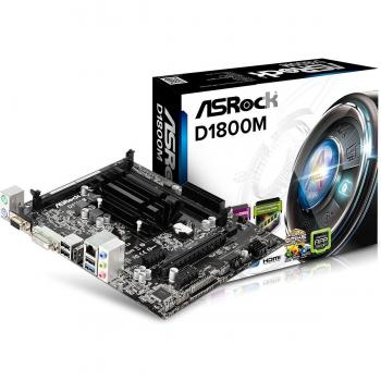ASRock D1800M - MicroATX Placa Base, CPU Integrada Procesador, Intel Dual-Core J1800, Máx. 16GB, 2x SO-DIMM DDR3/DDR3L, negro