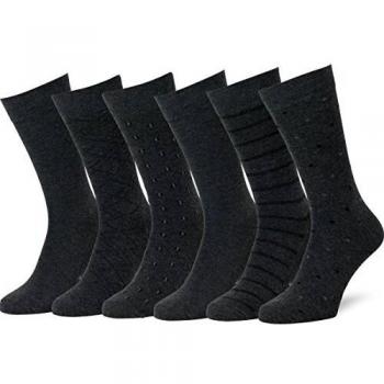 Easton Marlowe 6 PR Calcetines Sutilmente Estampados Hombre - 6pk #4-7, gris carbón - 43-46 talla de calzado UE