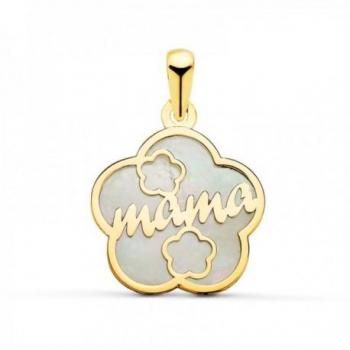 Colgante de Oro 18k con Flor de Nácar de 15 mm para Mujer