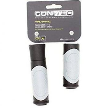CONTEC Griff 'Traffic' SB-verpackt, D2-Zweikomponenten, Paar Im Bereich der Handauflage sorgt die weiche Gel-Mischung für Komfort und Stoßabsorbierung und die harte außen für guten Halt auf dem Lenker, schwarz/grau, 125/92mm