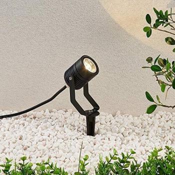 Foco LED para exterior Maris negro de metal con anclaje a tierra (1 llama) de Lindby