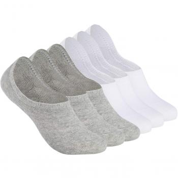 TUUHAW Calcetines Invisibles Tobilleros Mujer hombre 6 Pares Blanco Gris 47-50