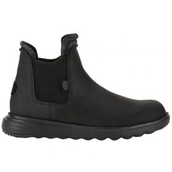 Botín Hey Dude HD42065-060 Branson Black de Hombre, repelente al agua, color negro, talla 44, material ante