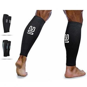Mangas de Compresión Para La Pantorrilla De Modetro Sports - Manga De Soporte Para Dolor en las Espinillas, Calambres en La Pierna y Circulación - Mejora el Desempeño Para Correr, Trotar, Montar en Bicicleta, Estado Físico y Ejercicio - Para Hombres y