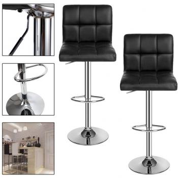 HG® Taburete / Taburete de bar Taburete de cocina Silla de salón Silla de comedor Taburete Taburete giratorio Mostrador de cocina Área de estar Cuero artificial Club con respaldo Juego de 2 negro