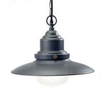 Lámpara Colgante Exterior E27 en Aluminio y Acero Barnizado Color Gris 563/16 Línea Fisher Sovil