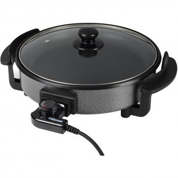 Tristar PZ-2963 Paellera, Sartén Eléctrica Multifunción con Tapa de Cristal, Diámetro 30 cm, Profundidad 4 cm, Recubrimiento Antiadherente, Termostato Ajustable y Extraíble, 1500 W, Color Negro