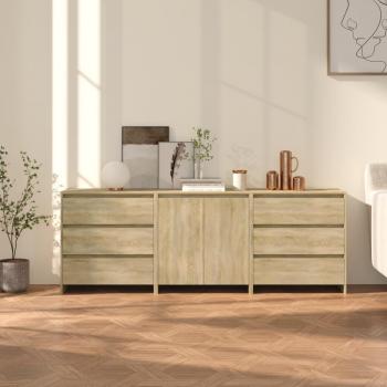 Aparador de 3 piezas en madera manufacturada color roble Sonoma