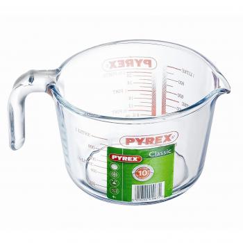 Pyrex Classic - Jarra Medidora de Vidrio Transparente de 1L, Resistente a Rayaduras, Apta para Microondas y Congelador, Fabricada en Francia.