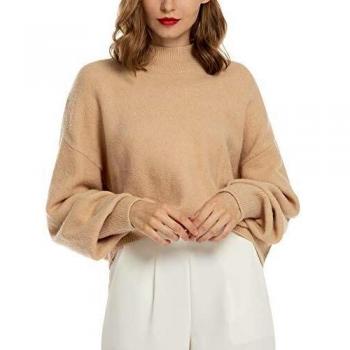 Jersey Mujer Punto Jerseys de Mujer para Invierno Camiseta Manga Larga Sueter Basico Suelto Jerseys Cuello Redondo Casual Sudadera para Mujer Beige