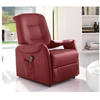 Sillón reclinable de relax Catherine con 1 motor en símil, color burdeos, dimensiones 90cm x 75cm x 107cm