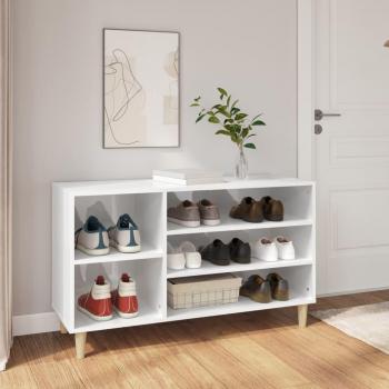 Mueble zapatero 5 compartimentos madera blanco brillo 60x102x36 cm