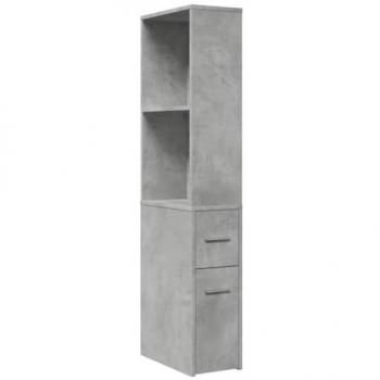 Armario de baño estrecho con ruedas madera gris hormigón