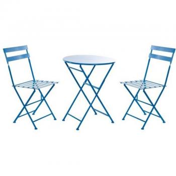 Conjunto de Mesa con 2 Sillas DKD Home Decor Azul 80 cm 60 x 60 x 70 cm (3 pcs)
