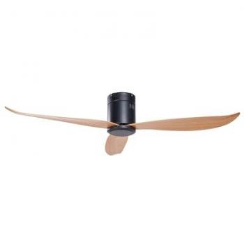 Ventilador de Techo Metal Negro con Luz y Efecto Madera Clara, Control de Velocidad Malad