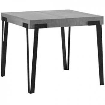 Mesa Extensible Rio 90x90/246 cm con Superficie de Cemento y Estructura Antracita