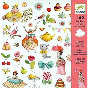 DJECO- GlobosPegatinasDJECOPegatinas El té de Las Princesas, Multicolor