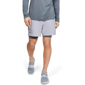 Under Armour Qualifier 2-In-1 Pantalones Cortos, Hombre, Gris, SM