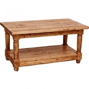 Mesa Cenicero Country de Madera Maciza de Tilo con Acabado Natural 90x50x45 cm