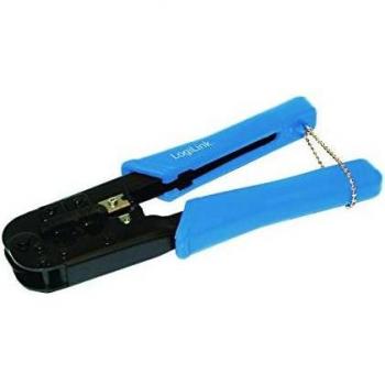 Crimpadora LogiLink WZ0033 para Conexiones de Red RJ11, RJ12 y RJ45 - Negro/Azul - Acero Inoxidable/polietileno