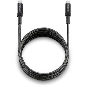 NGS KNOT 65W-3 USB-C to USB-C Fast Charging Cable, 3m, 65W Power Delivery, 480 Mbps Data Transfer, High Durability, Black