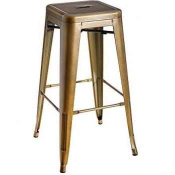 Taburete Alto de diseño Dorado de Metal de 43x43x76 cm - LOLAhome