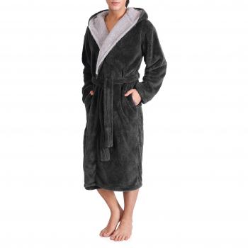 Genuwin Albornoz para Hombre con Capucha - Bata de Forro Polar de Lujo de Microfibra Polyester con Bolsillos Laterales - Oeko Tex 100