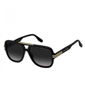 Marc Jacobs Black Sunglasses Marc 637/S, Aviator Style, Male, Size: 58 MM, Dark Grey Gradient Lenses