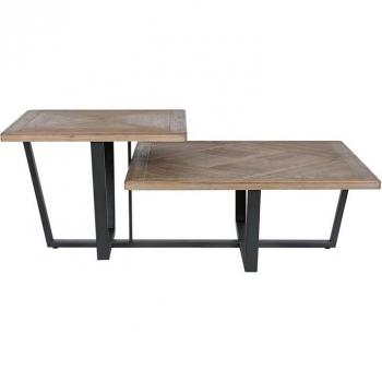 Mesa de Centro Home ESPRIT Negro Natural Metal Madera de abeto 118 x 78 x 45 cm