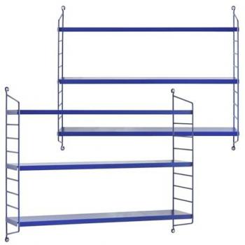 Juego de 2 estanterías de pared Strängnäs de acero azul con 3 niveles regulables 50x60x15 cm