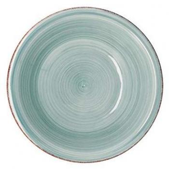 Ensaladera Cerámica Azul Liso 23cm Pintada a Mano, Apilable, Apta para Microondas y Congelador