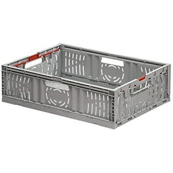 Caja Plegable y Apilable NE 6417 de Calidad Alimentaria DENOX-FAMESA, Dimensiones: 60x40x17 cm, Capacidad: 35 L, Color: Gris