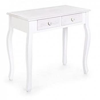 Consola clásica de madera blanca con 2 cajones Charlene