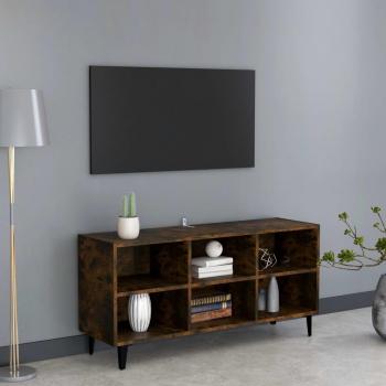 Mueble de TV con patas de metal 103,5x30x50 cm en roble ahumado