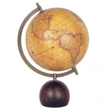 Globo Terráqueo Beige Redondo - 33x23x20cm Decoración Hogar ORIGEN