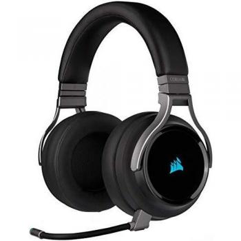 Corsair VIRTUOSO RGB WIRELESS, Auriculares para Juegos de Alta Fidelidad, Envolvente e Inmersivo 7.1, Micrófono Extraíble y Omnidireccional, para PC, PS4, Switch y Móviles, Negro