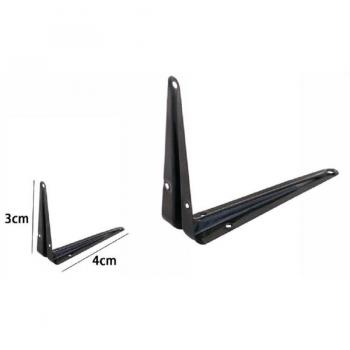 Soporte Estante Triangular de Metal Negro - 2 Piezas 3x4cm