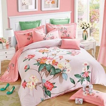 warmsun 200 x 230 cm 1,5, 1,8 m doble cama de sarga algodón puro cachemir ecológico cepillado cálido cama de conjuntos de 4 revestimientos personalizado moda serie, algodón, flores, 200*230cm