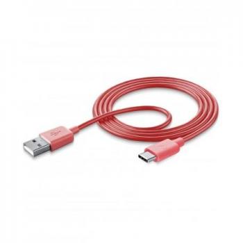 Cable USB - CellularLine USBDATATYCSMART, USB, 1 metro, A, C, Rosa