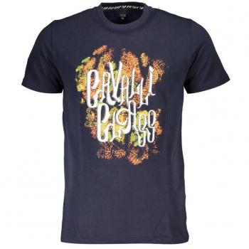 Cavalli Class Bold Logo Navy Cotton T-Shirt - Size XL