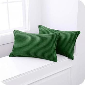 UMI Amazon Brand Fundas para Cojin de Color Liso Cuadrado Suave 2 Piezas 30x50cm Verde