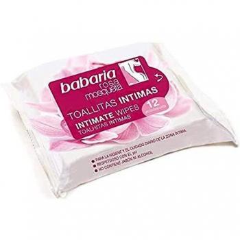 Babaria – Toallitas Íntimas Rosa Mosqueta – 12 Uds, Blanco, Floral